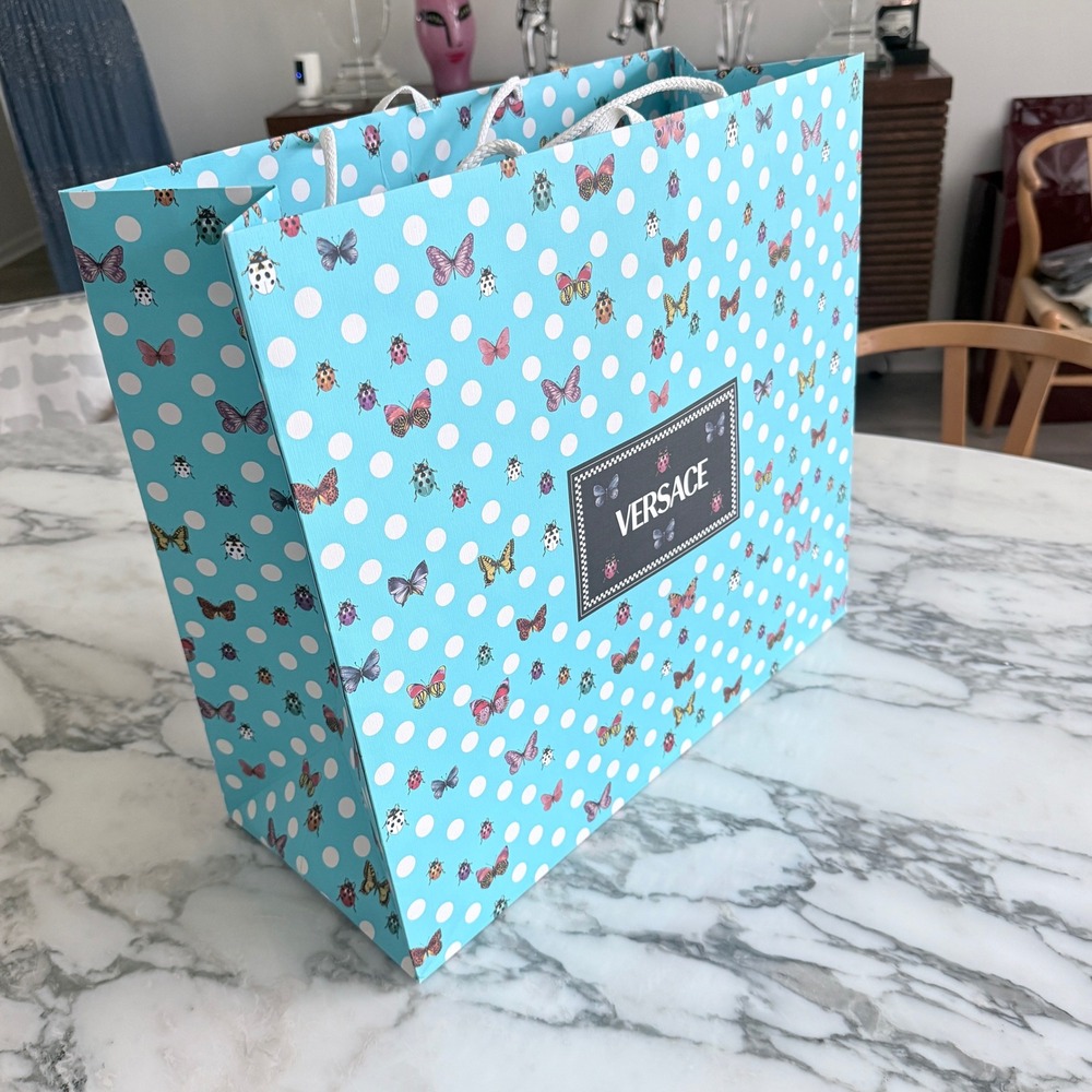 Versace Dua Lipa La Vacanza Butterfly Ladybug Polka Dot Large Shopping Gift Bag